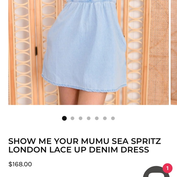 SEA SPRITZ, LONDON LACE ME UP DENIM DRESS. SHOW ME YOUR MUMU. LARGE. NWT - Picture 3 of 7